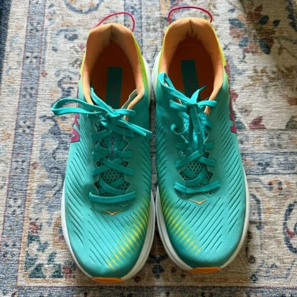 Hoka Rincon 3 Men’s 7.5D Wide Orange Teal - Picture 2 of 9
